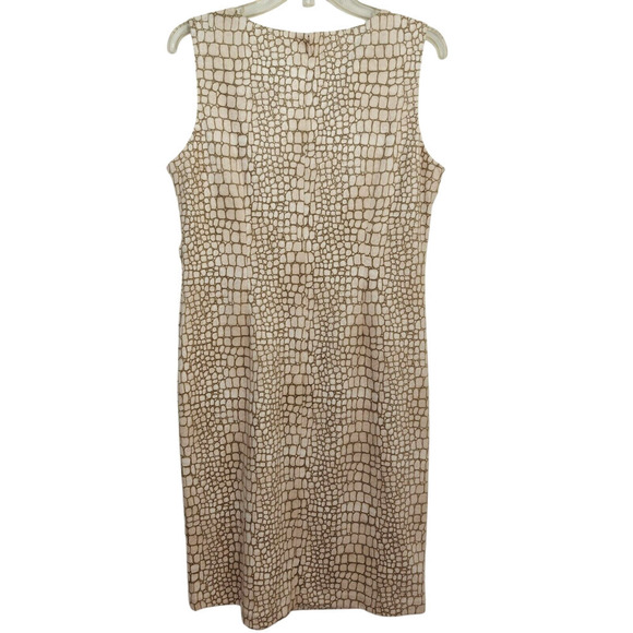 J. McLaughlin Kamala Faux Suede Shift Dress Size Large Beige Crocodile Print NWT - Picture 5 of 9